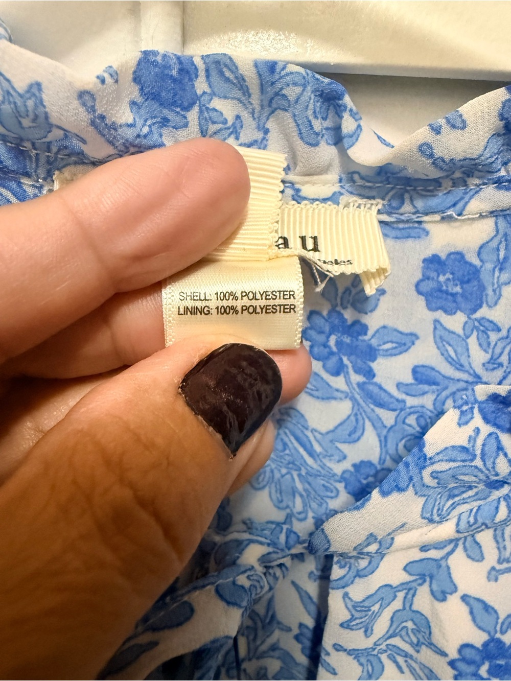 Monteau Blue Floral Tie-Neck Ruffle Dress - Picture 4 of 5